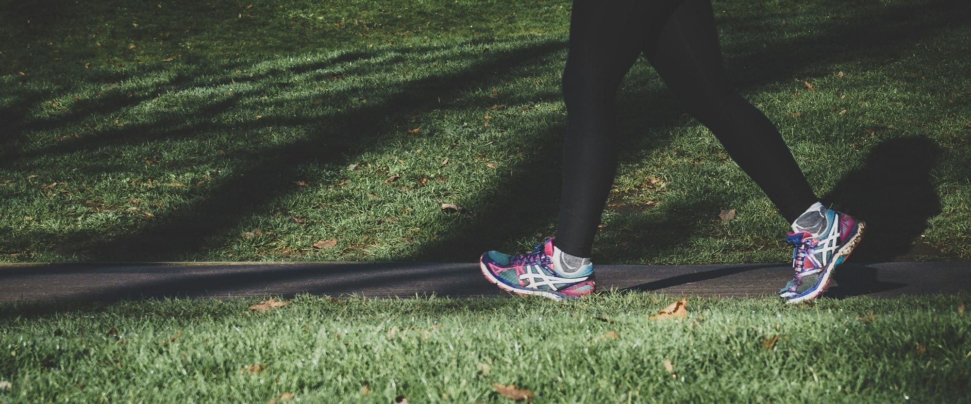 shallow focus photography of person walking on road between grass